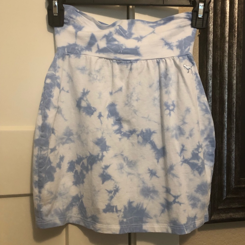 High Waisted Mini Blue and White Skirt